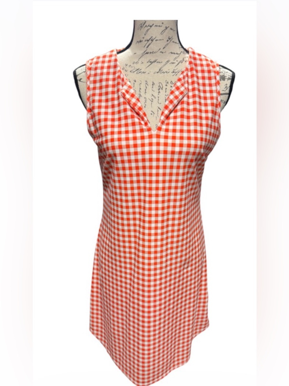 Jude Connally "Allison" Sleeveless Gingham Dress Orange White Size Small